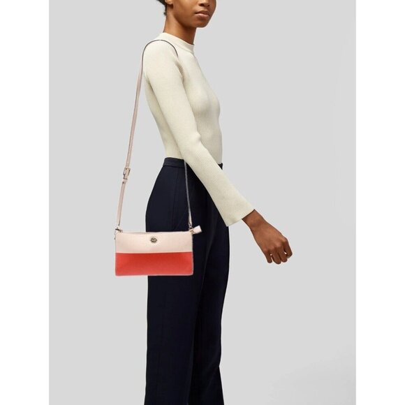 Tory Burch Womens Two Tones Perry Colorblock Leather Crossbody Bag